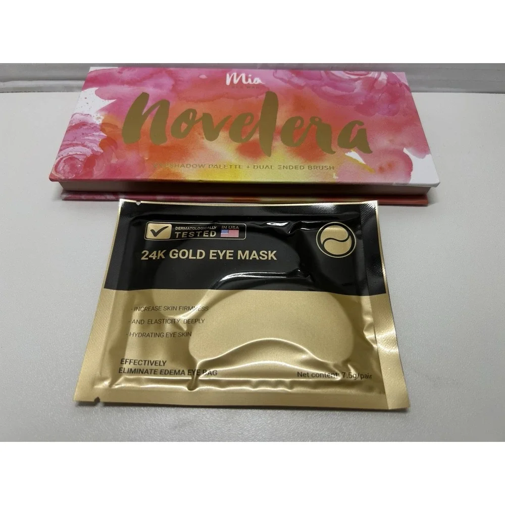 Mia Del Mar Novelera 12 Color Eyeshadow Palette & 24K Gold Eye Mask   F8